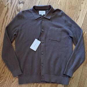 Method Men's Polo Cardigan Sweater Large Cotton Button Front Quiet Luxury $128